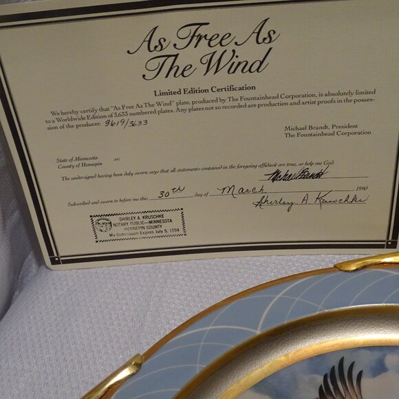 Fountainhead Collector Plate As Free As The Wind Eagle Mario Fernandez #/3633 - Picture 7 of 10